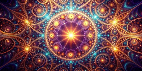 Fractal patterns with glowing light effects creating a harmonious wallpaper backdrop