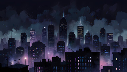 Fototapeta premium Foggy Night Cityscape