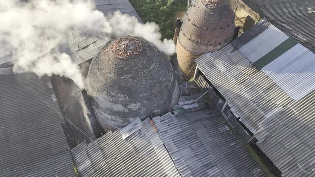 Aerial view of ancient Mang Thit brick village, Mekong Delta, Vietnam