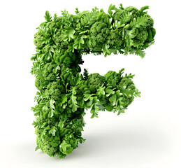Obraz premium Rendering of Alphabet F made of green colored squares on white background High quality image