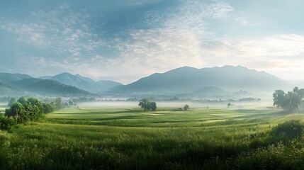 Misty Mountain Landscape at Sunrise