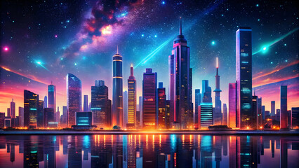 Fototapeta premium country skyline at night