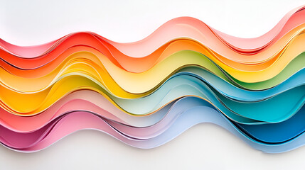 Paper strips in rainbow colors as a colorful backdrop on white ,Abstract pattern of quilling stripes ,Multicolored wave on white paper background
