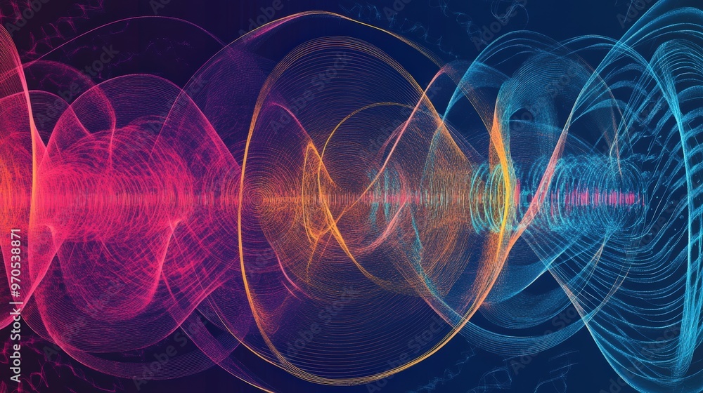 Poster visually captivating chart of brain wave patterns, featuring different types of brain waves in a rad