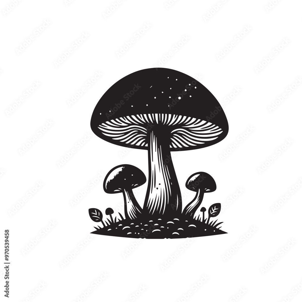 Poster mushroom vector design. mushroom logo, icon design. mushroom illustration isolated on white backgrou