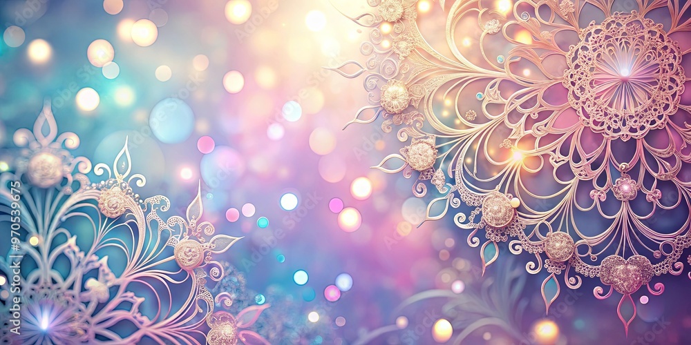 Wall mural Intricate filigree-like patterns in soft pastel colors with mesmerizing light effects on a captivating background