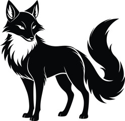 Obraz premium black fox vector illustration silhouette, Print