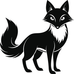 Obraz premium black fox vector illustration silhouette, Print