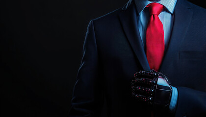 AIdriven robot wearing a suit and tie, managing an investment portfolio, professional AI, robot handling highlevel financial investments