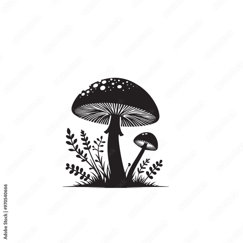 Sticker Mushroom vector design. Mushroom logo, icon design. Mushroom illustration isolated on white background.