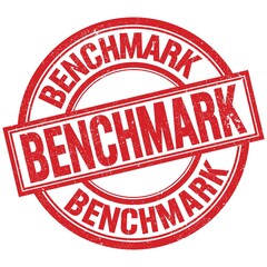 BENCHMARK written word on red stamp sign