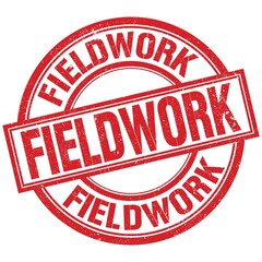 FIELDWORK written word on red stamp sign