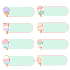 Collection Ice Cream Cute Pastel Color Speech Bubble Illustration