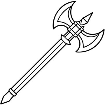 black and white halberd weapon clip art preview