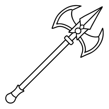 recommend clip art: medieval weapon outline coloring book page line art drawing