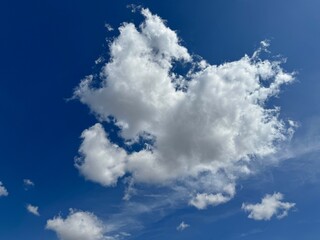 White fluffy cloud in the blue sky 