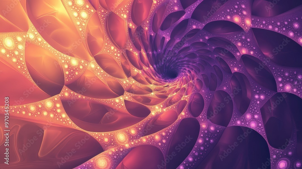 Poster dynamic fractals: create an abstract background featuring dynamic fractal patterns, with repeating g