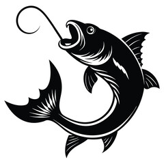 Bass Fishing Logo. Unique largemouth Bass Jumping out of the water. Great to use as your Bass fishing activity