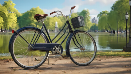 Fototapeta premium Bicycle Parked In The Park