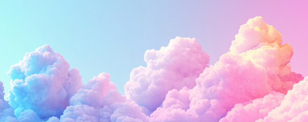 Fototapeta premium A colorful sky with clouds of different colors. The sky is blue and the clouds are pink, purple, and yellow