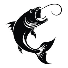 Bass Fishing Logo. Unique largemouth Bass Jumping out of the water. Great to use as your Bass fishing activity