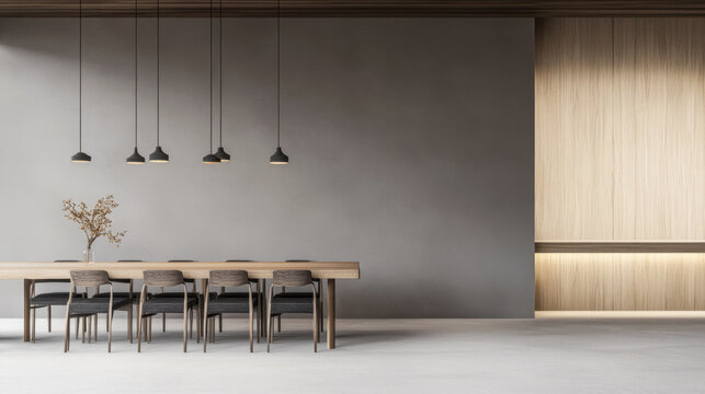 Minimalist luxury dining room space in a premium property with stylish furniture