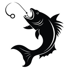 Bass Fishing Logo. Unique largemouth Bass Jumping out of the water. Great to use as your Bass fishing activity