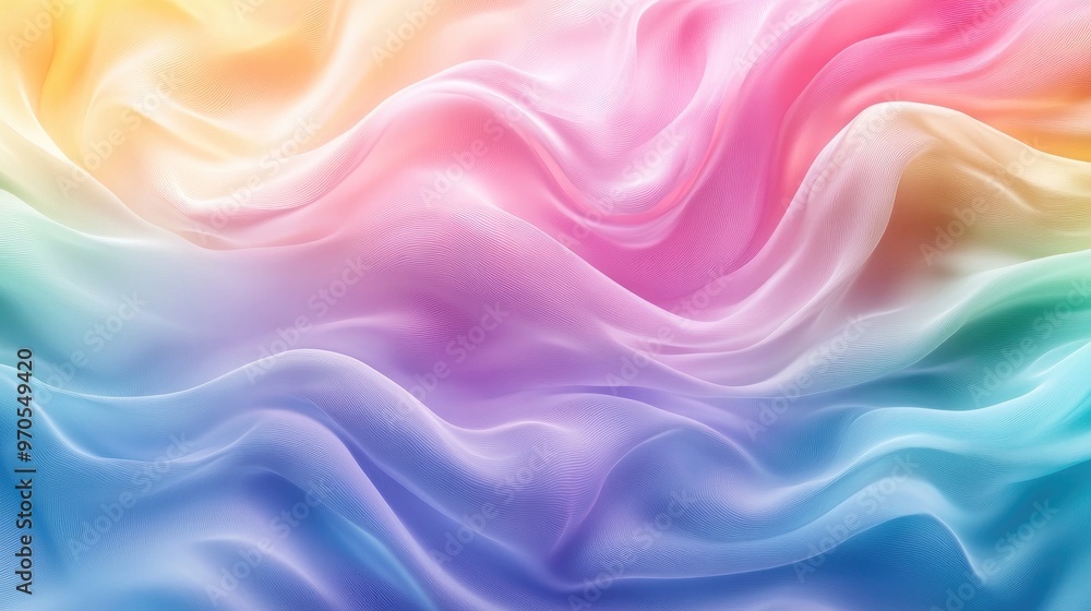 Aufkleber beautiful swirling rainbow-colored waves blending into a soft pastel background, creating a dynamic 