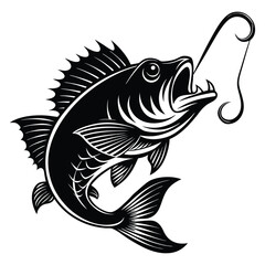 Bass Fishing Logo. Unique largemouth Bass Jumping out of the water. Great to use as your Bass fishing activity
