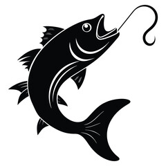 Bass Fishing Logo. Unique largemouth Bass Jumping out of the water. Great to use as your Bass fishing activity