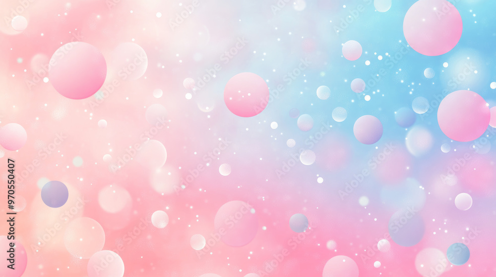 Poster a soft pink and blue banner with colorful circles and dots. the background has a gradient of colors,
