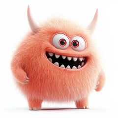 Obraz premium Cute colored furry monster 3D cartoon character. 
