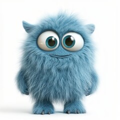 Obraz premium Cute colored furry monster 3D cartoon character. 