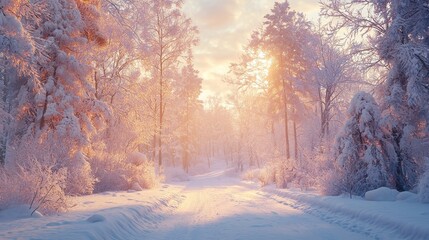 Naklejka premium Winter Forest Path.