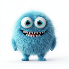 Obraz premium Cute colored furry monster 3D cartoon character. 