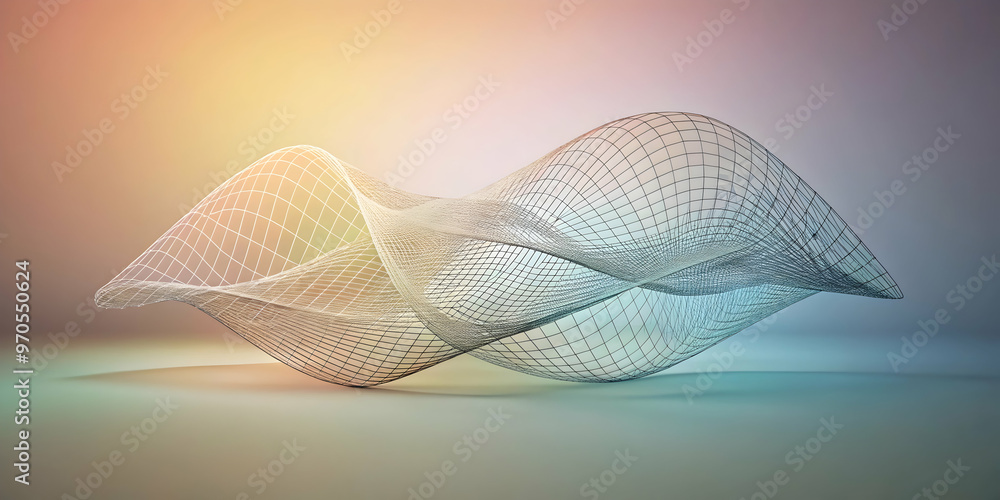 Poster abstract wireframe flow: a mesmerizing abstract wireframe structure, rendered in soft, ethereal hues