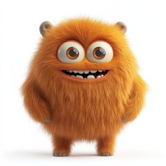 Obraz premium Cute colored furry monster 3D cartoon character. 