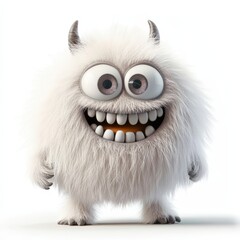 Cute colored furry monster 3D cartoon character. 
