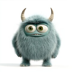 Fototapeta premium Cute colored furry monster 3D cartoon character. 