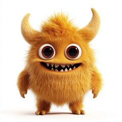 Obraz premium Cute colored furry monster 3D cartoon character. 