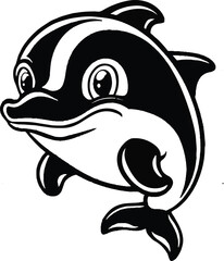 dolphin vector black and white