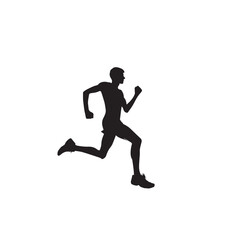 Running man silhouette. Physical exercise man silhouette vector. Running man vector design black and white.