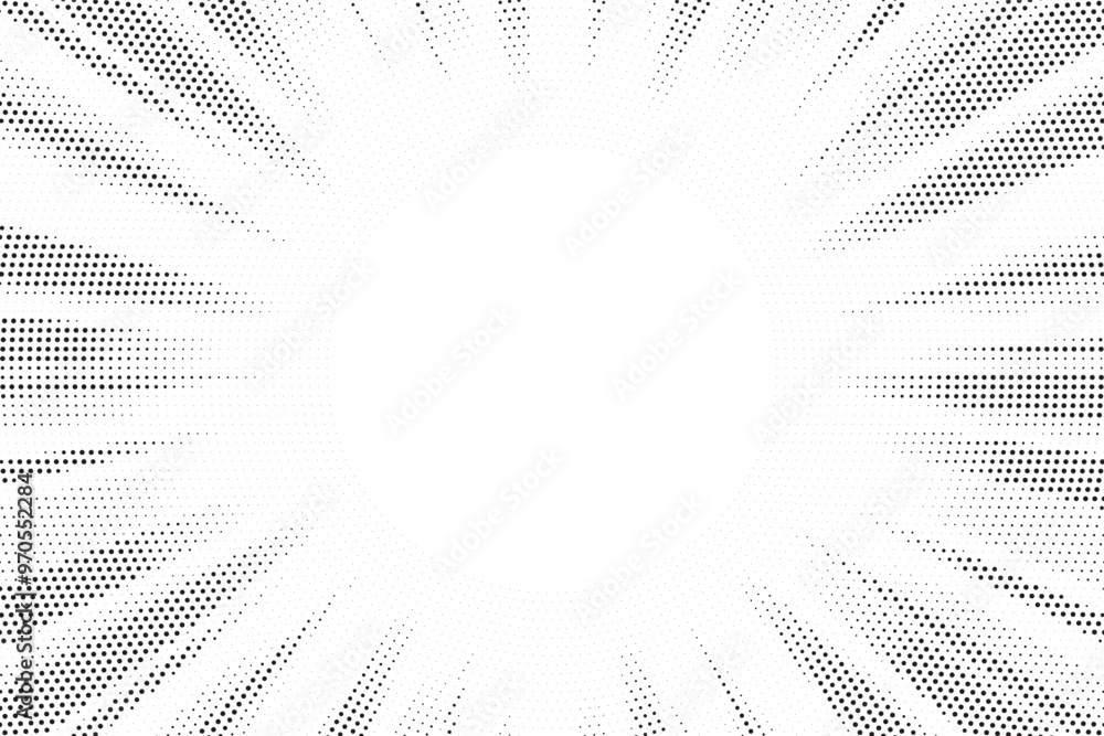 Leinwandbilder halftone gradient sun rays pattern. abstract halftone vector dots background. monochrome dots patter