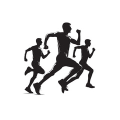 Fototapeta premium Running man silhouette. Physical exercise man silhouette vector. Running man vector design black and white.