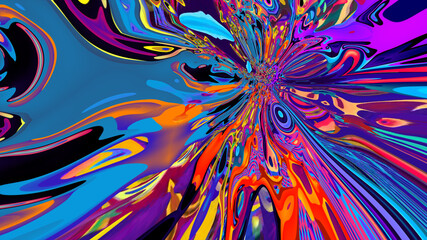 Colorful abstract psychedelic and fluid background for music video