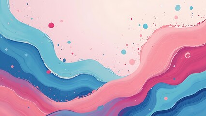 A vibrant abstract background featuring playful shapes in pastel pink and blue tones with dotted accents. Ideal for use in design projects, invitations, or creative presentations.