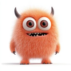 Fototapeta premium Cute colored furry monster 3D cartoon character. 