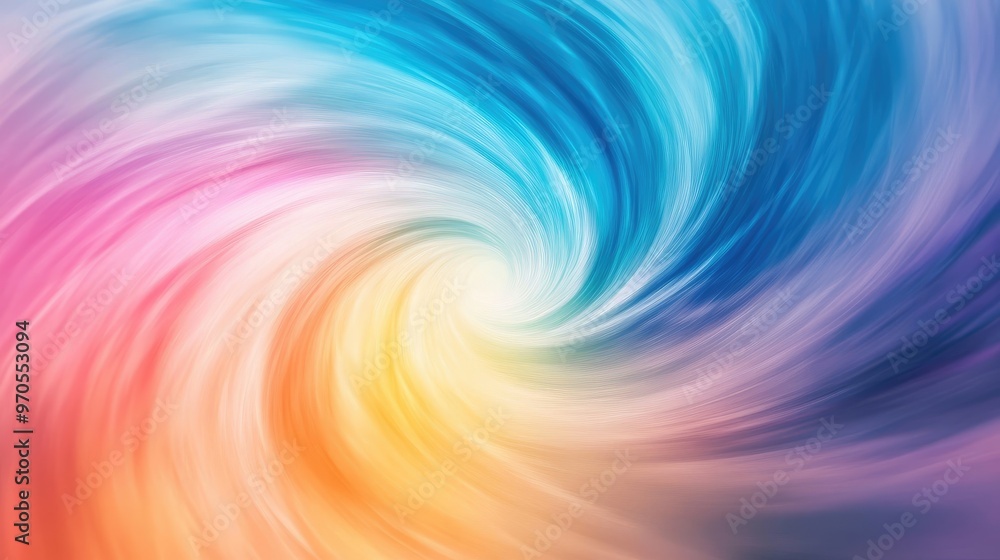 Aufkleber dynamic swirling rainbow colors blending into a soft pastel background, creating a vibrant and visua