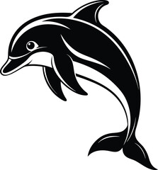 Obraz premium black dolphin vector illustration silhouette, Print