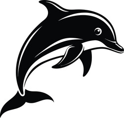 Obraz premium black dolphin vector illustration silhouette, Print